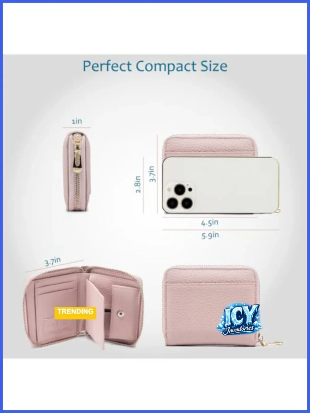 RFID Blocking Small Genuine Leather Zip Around Wallet for Women, Compact, Coin